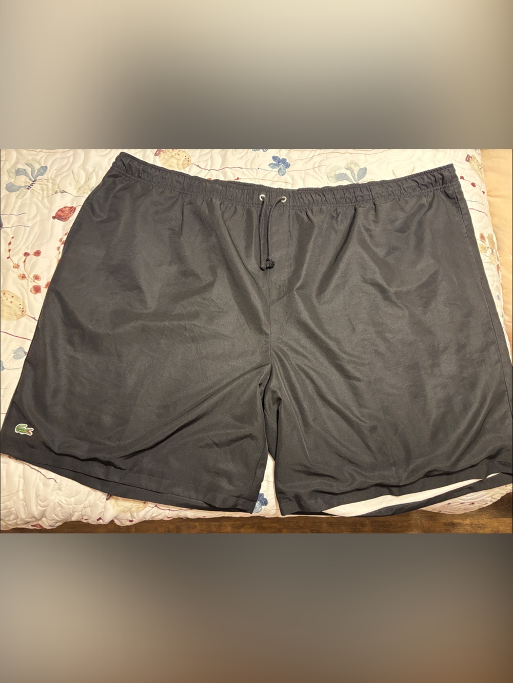 Lacoste Black Swim Shorts with Green Croc Patch